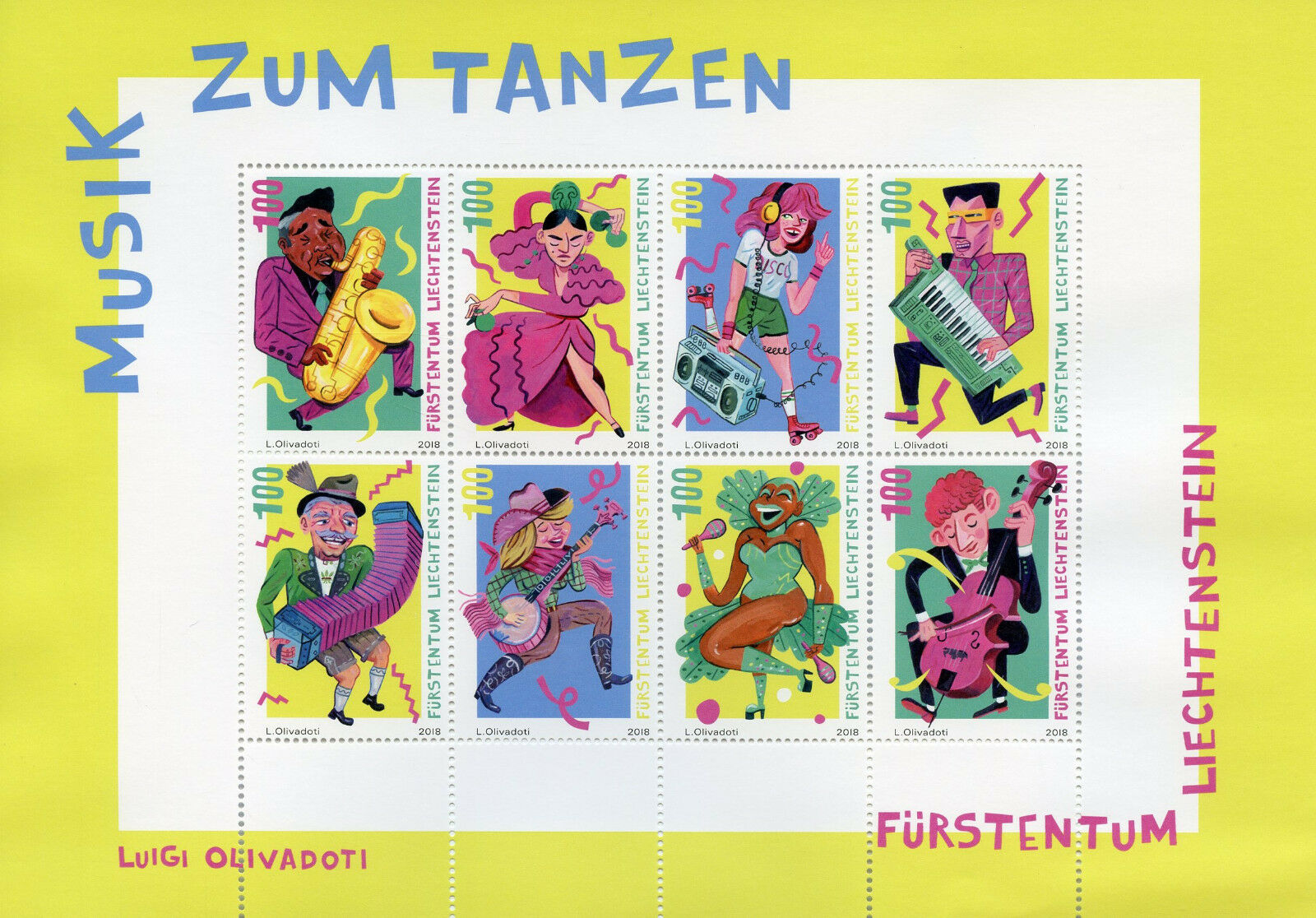 Liechtenstein 2018 MNH Music for Dancing 8v M/S Dance Musical Instruments Stamps