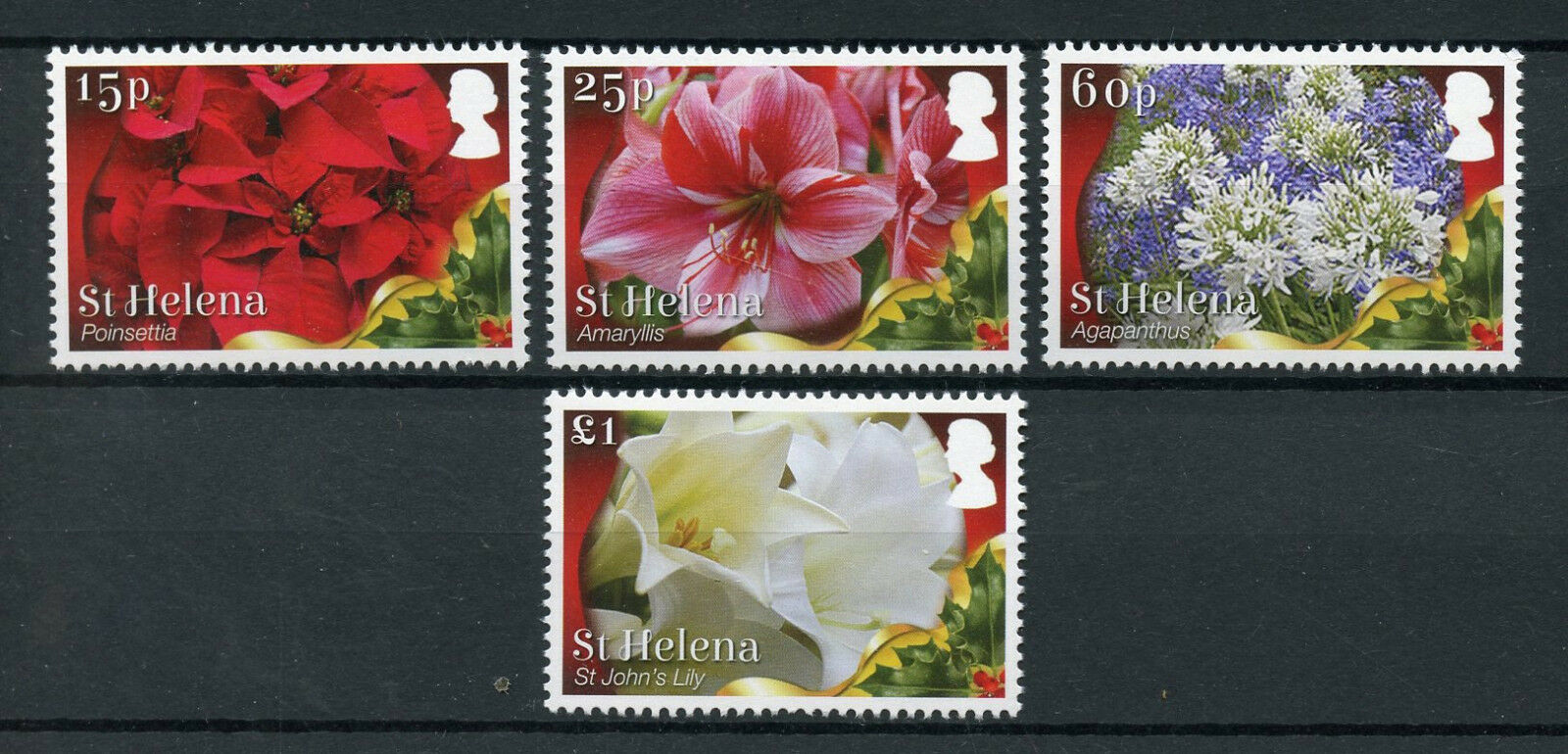 St Helena 2017 MNH Christmas Poinsettia Amaryllis Lily 4v Set Flowers Stamps