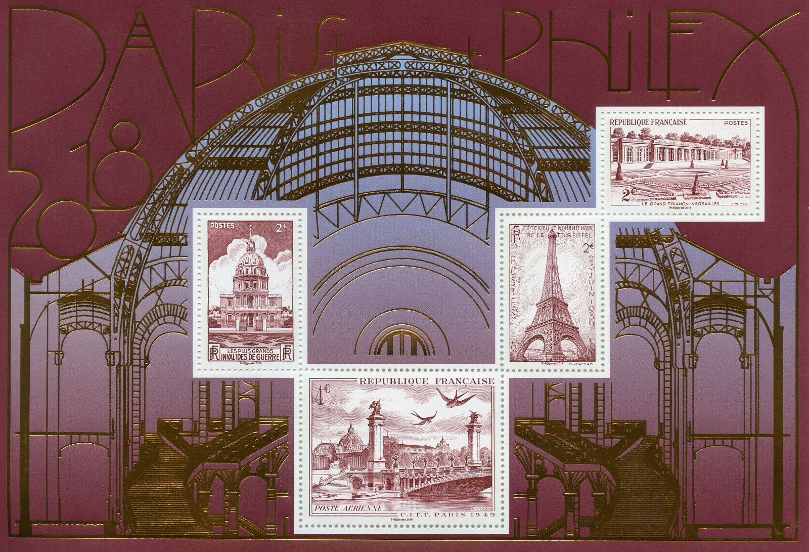 France 2018 MNH Salon Paris Philex Eiffel Tower Versailles 4v M/S Bridges Stamps