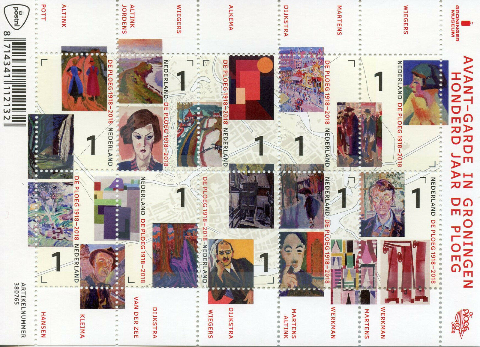 Netherlands 2018 MNH De Ploeg 100 Years Altink Jordens 10v M/S Art Stamps