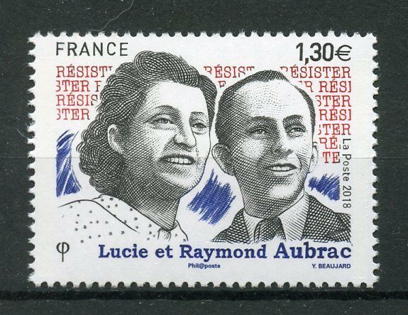 France 2018 MNH WWII WW2 Resistance Lucie Raymond Aubrac 1v Set Military Stamps