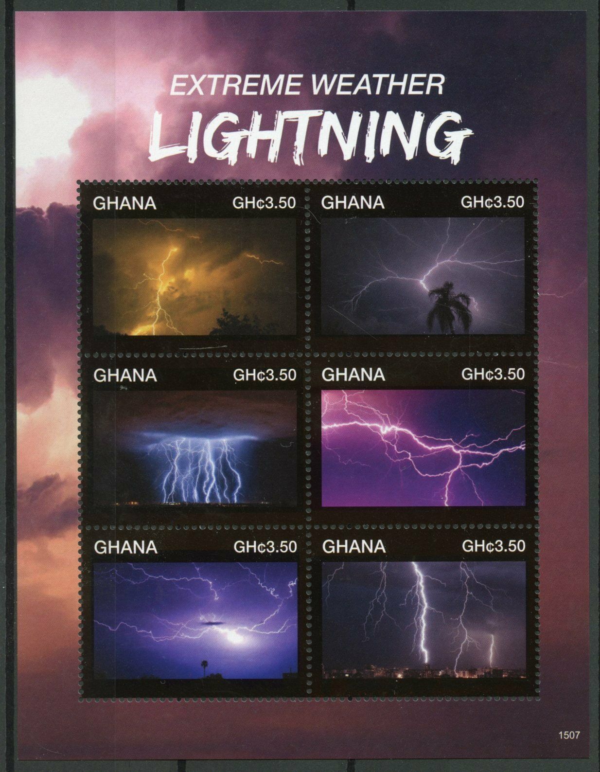 Ghana 2015 MNH Stamps Extreme Weather Lightning Meteorology Science 6v M/S