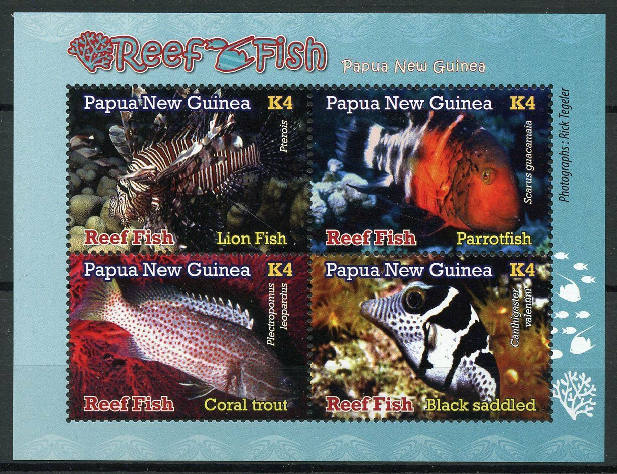 Papua New Guinea PNG Fish Stamps 2019 MNH Reef Fishes Corals Marine 4v M/S