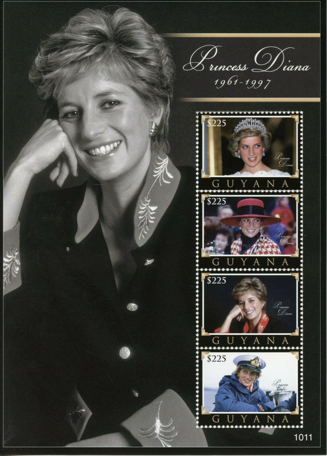 Guyana Royalty Stamps 2010 MNH Princess Diana of Wales Famous People 4v M/S I