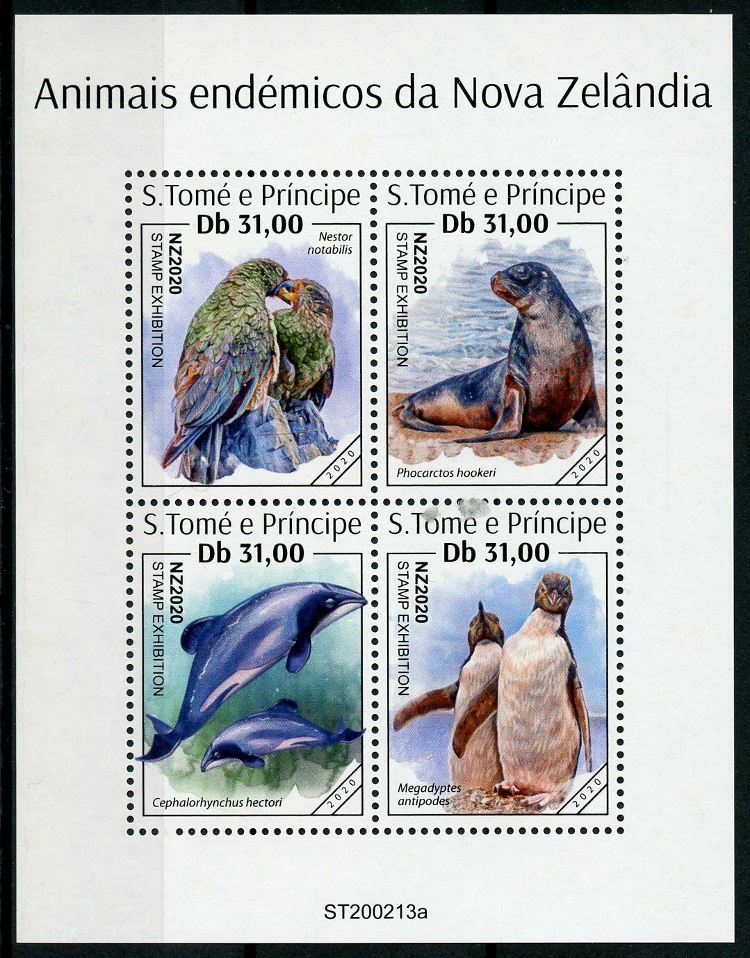 Sao Tome & Principe Birds on Stamps 2020 MNH Endemic Fauna NZ2020 Animals 4v M/S
