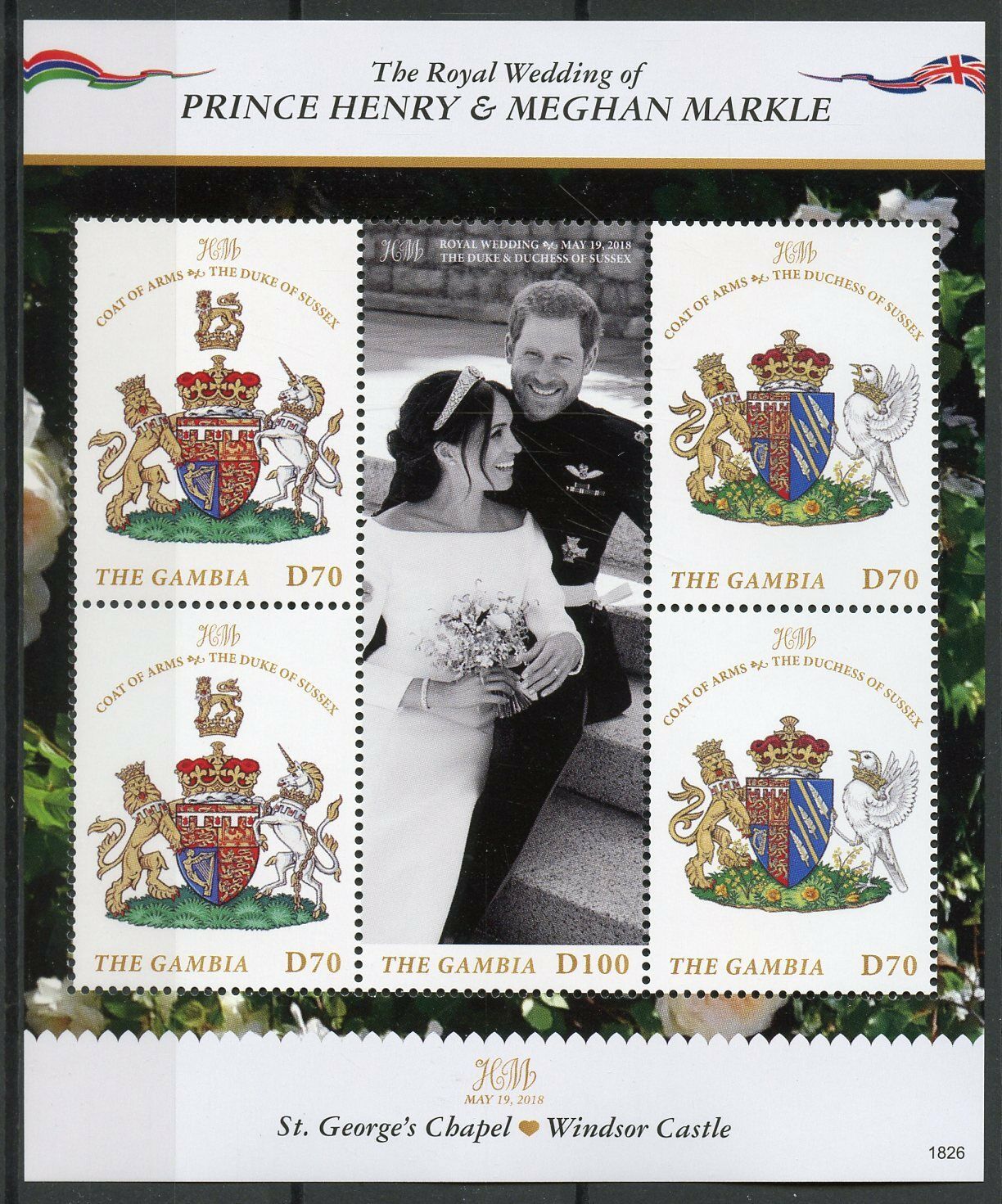 Gambia 2018 MNH Royalty Stamps Prince Harry & Meghan Royal Wedding 5v M/S II