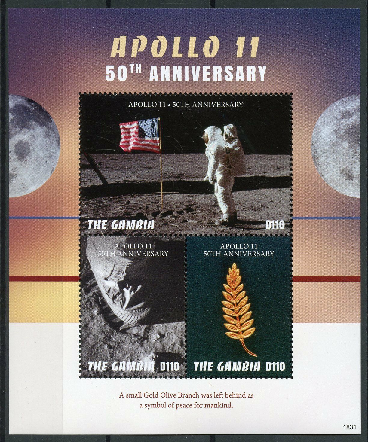 Gambia 2018 MNH Apollo 11 Moon Landing 50th Anniv 3v M/S Space Stamps