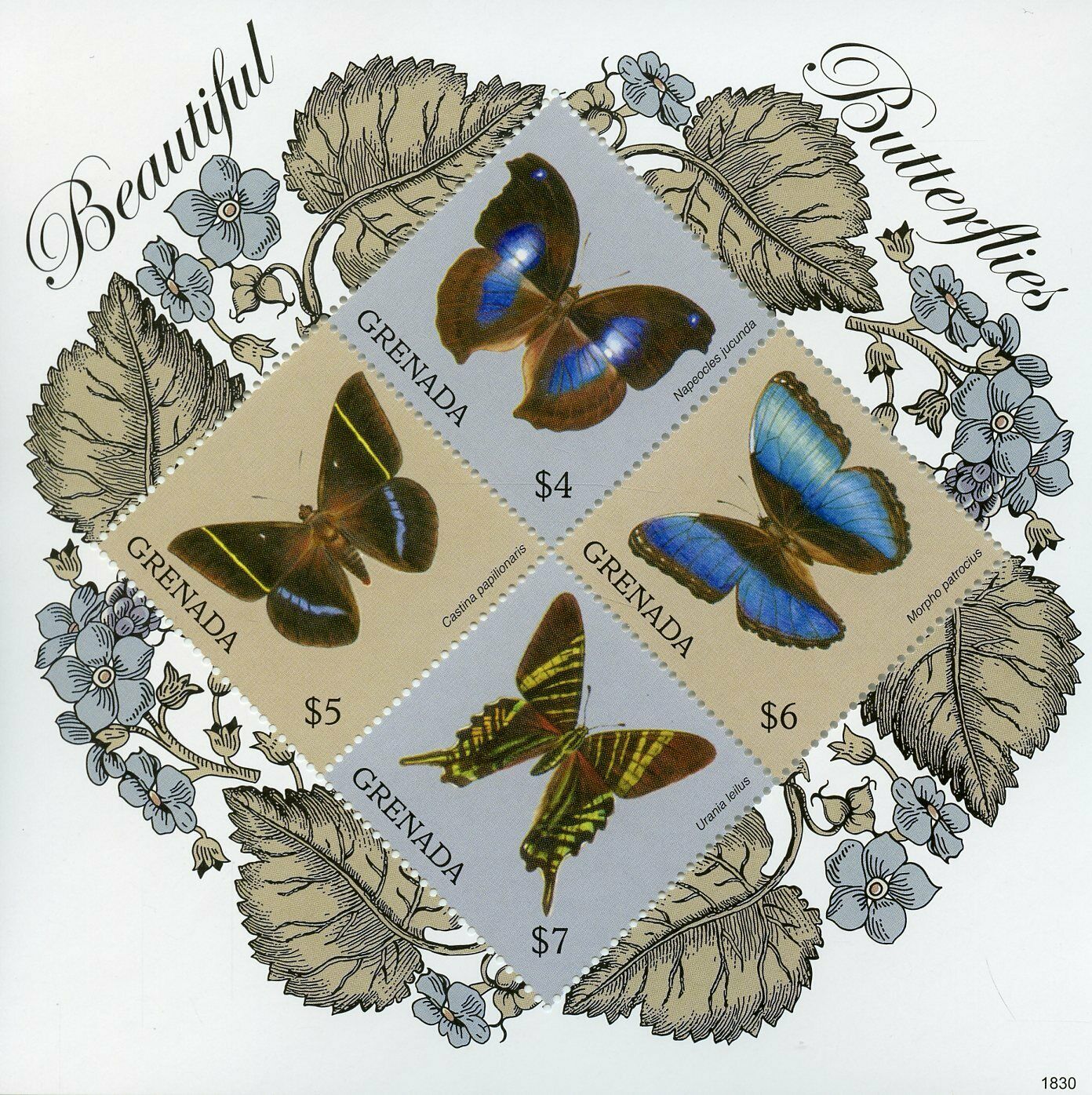 Grenada 2018 MNH Butterfly Stamps Beautiful Butterflies Insects 4v M/S