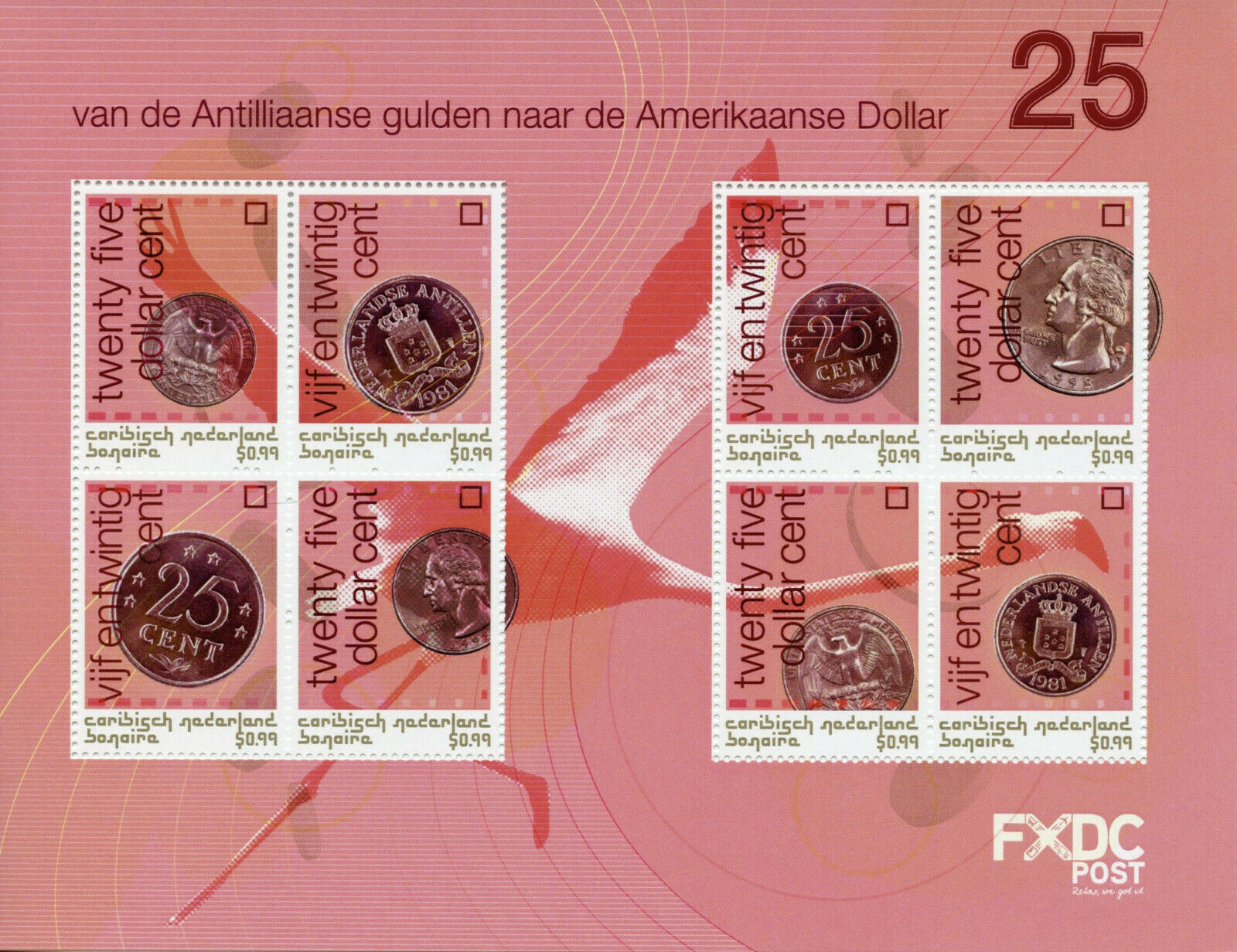Bonaire Caribbean Netherlands Stamps 2020 MNH 25 Cents Guilders Dollars 8v M/S