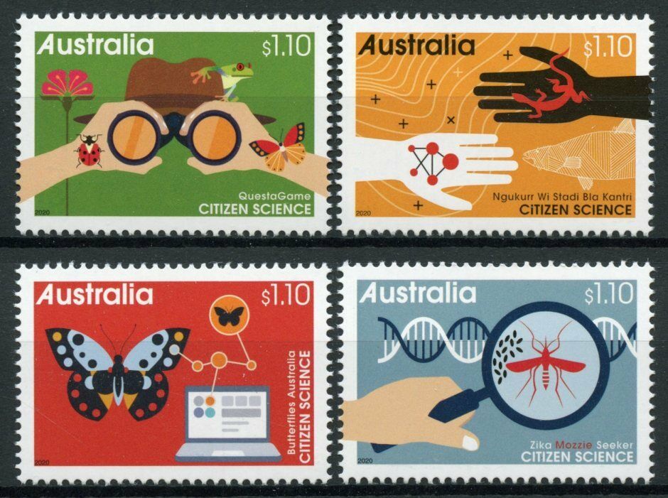 Australia Citizen Science Stamps 2020 MNH Butterflies Frogs Lizards 4v Set