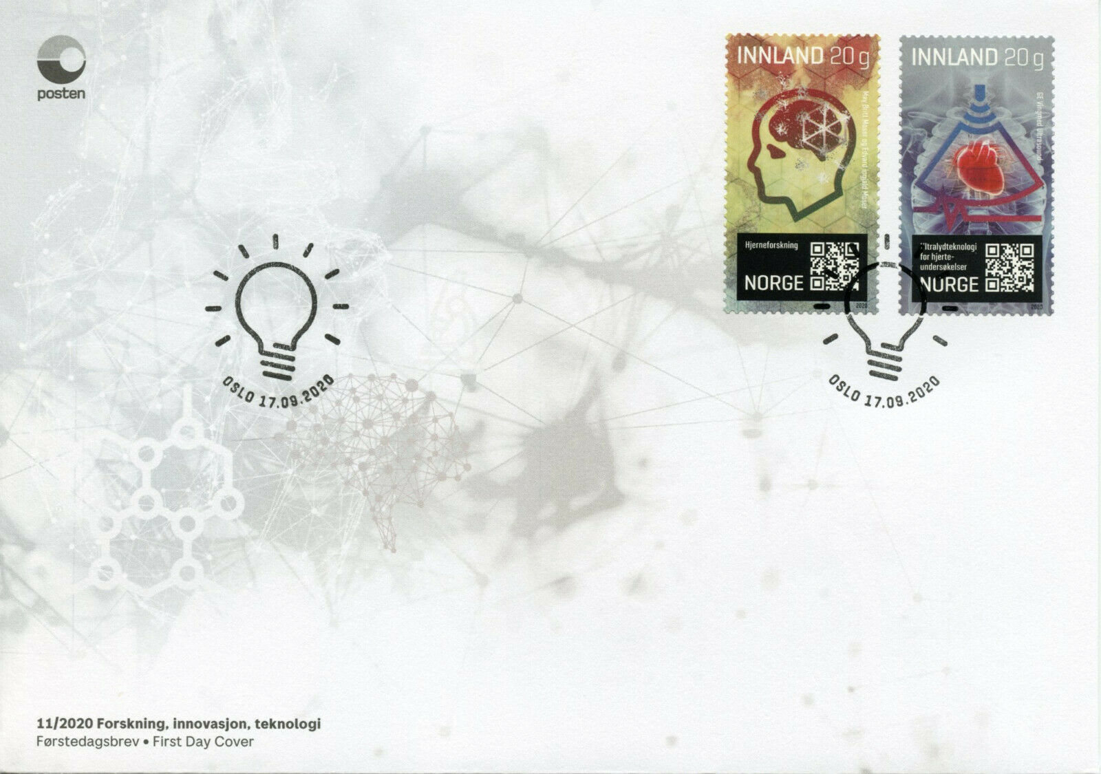 Norway Science Stamps 2020 FDC Research Innovation Technology 2v S/A Set