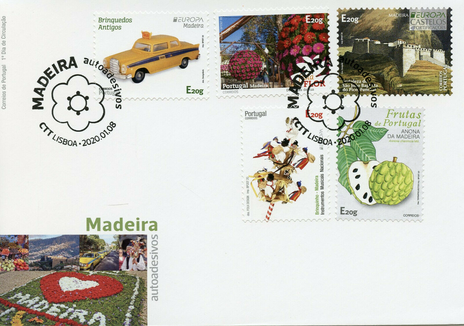 Portugal Madeira Stamps 2020 FDC Castles Cars Flowers Music Europa 5v S/A Set