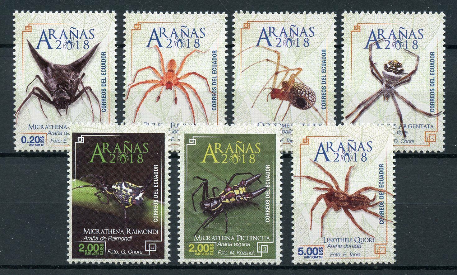 Ecuador 2018 MNH Spiders Aranas 7v Set Spider Insects Stamps