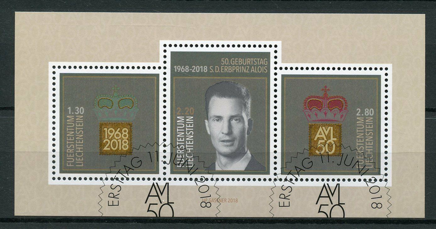Liechtenstein 2018 CTO Hereditary Prince Alois 50th Bday 3v M/S Royalty Stamps