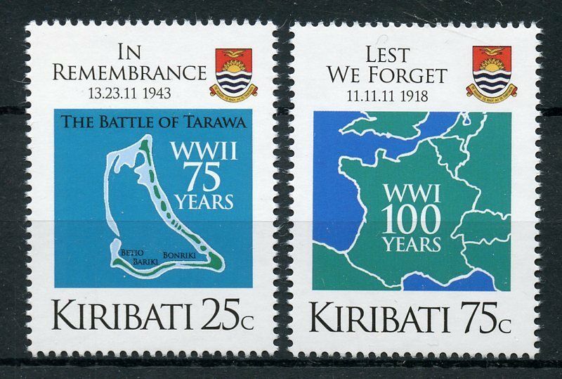 Kiribati 2018 MNH Military & War Stamps WWI WW1 WWII WW2 In Remembrance 2v Set