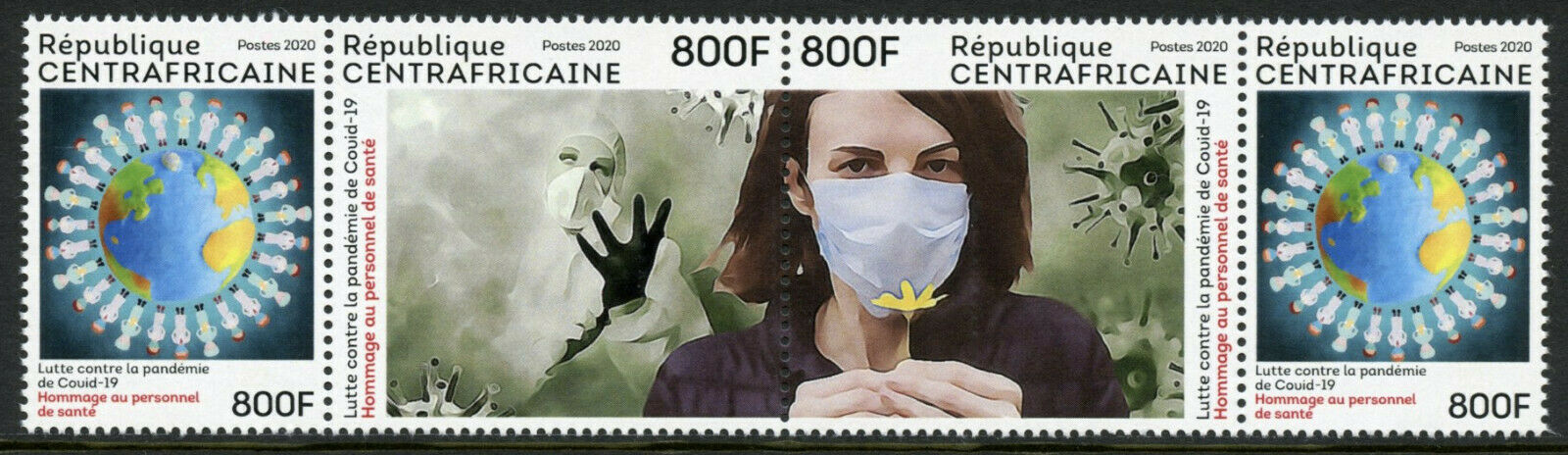 Central African Rep Medical Stamps 2020 MNH Corona Health Workers 4v Strip