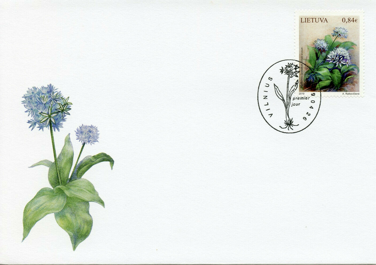 Lithuania 2019 FDC Wild Garlic Allium Ursinum 1v Set Cover Plants Flowers Stamps