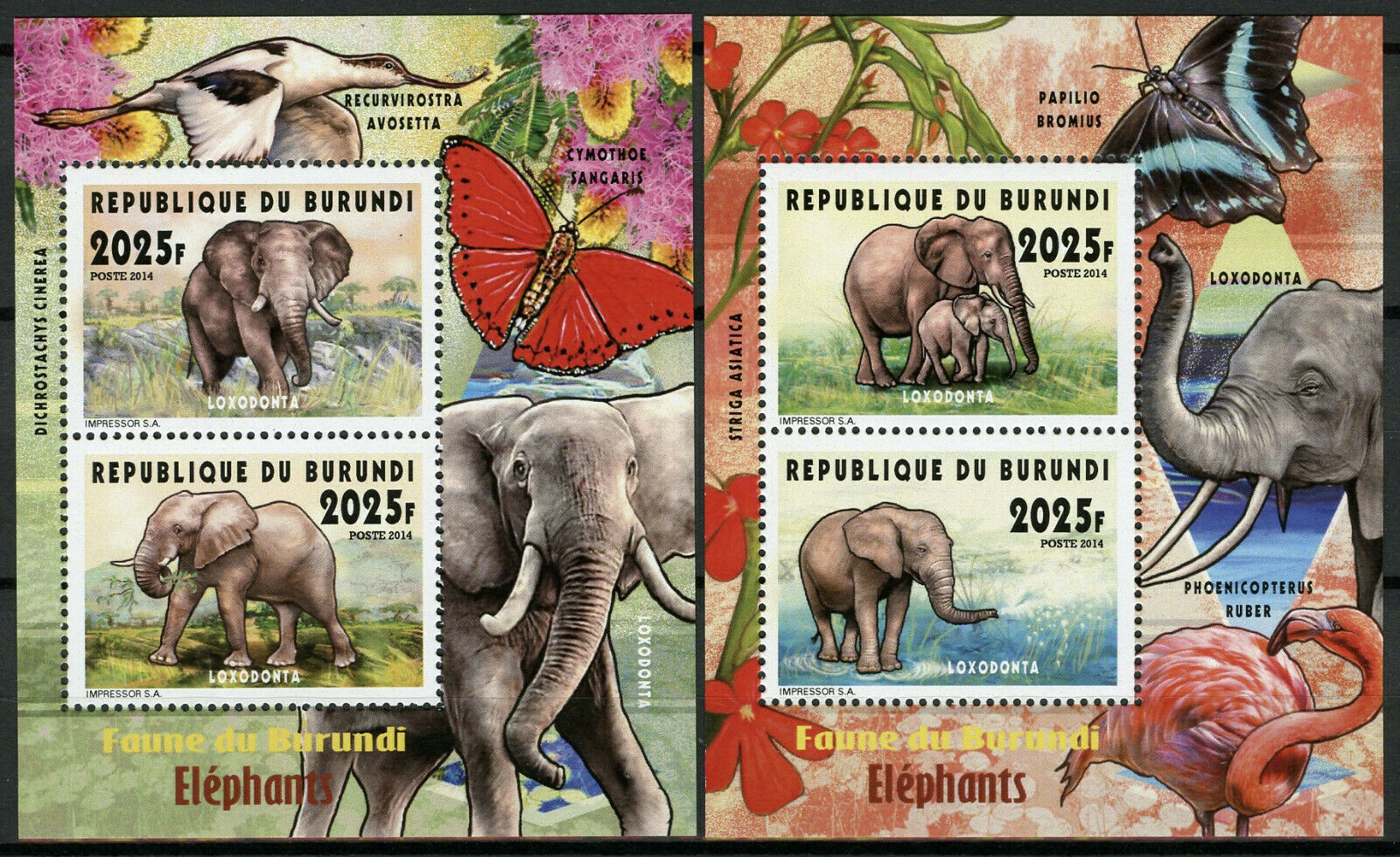 Burundi 2014 MNH Fauna Elephants Loxodonta 2x 2v Deluxe M/S Wild Animals Stamps