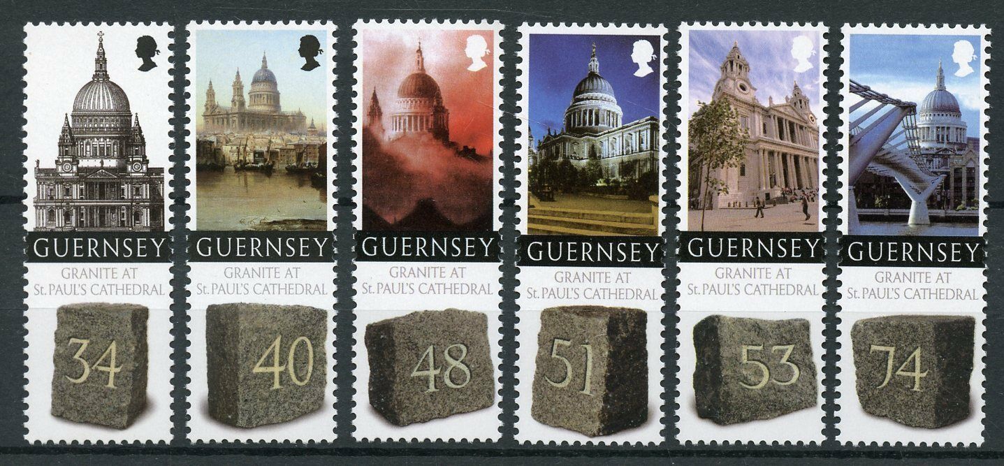 Guernsey 2008 MNH Granite St Pauls Cathedral 6v Set Churches Architecture Stamps