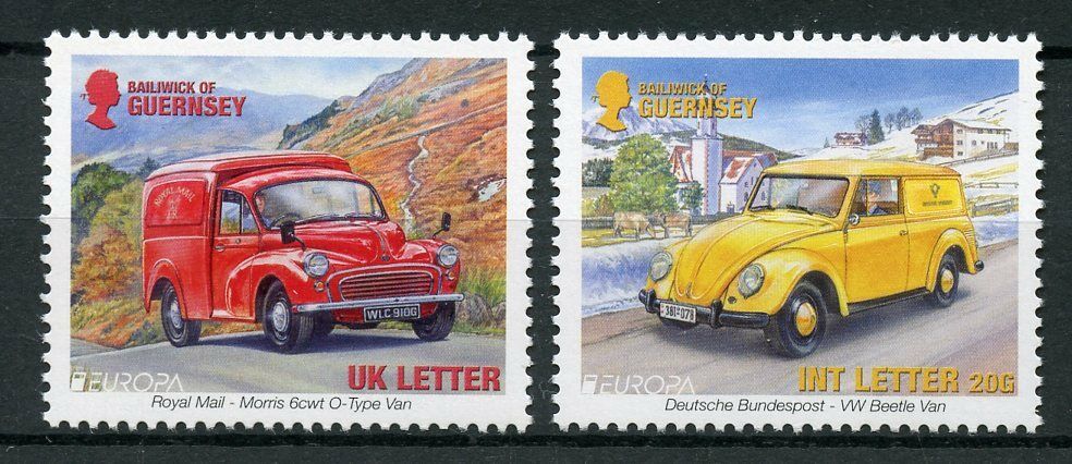 Guernsey 2013 MNH Postman's Van Europa ONLY 2v Set Postal Services Cars Stamps