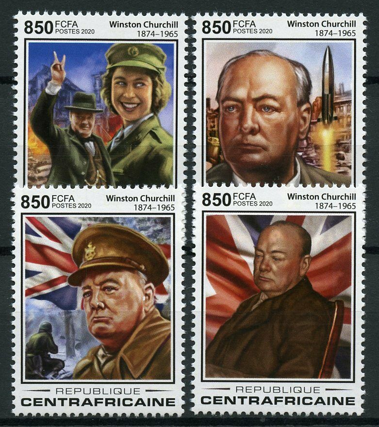 Central African Rep Winston Churchill Stamps 2020 MNH Famous People 4v Set