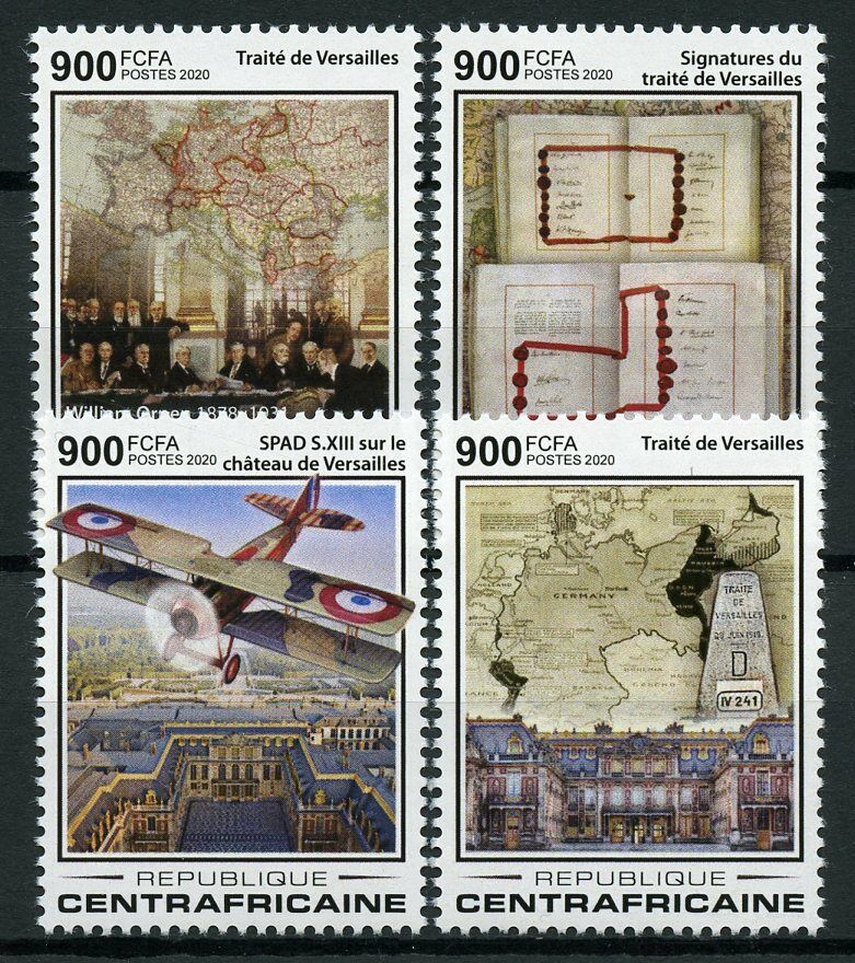 Central African Rep Military Stamps 2020 MNH WWI WW1 Treaty of Versailles 4v Set