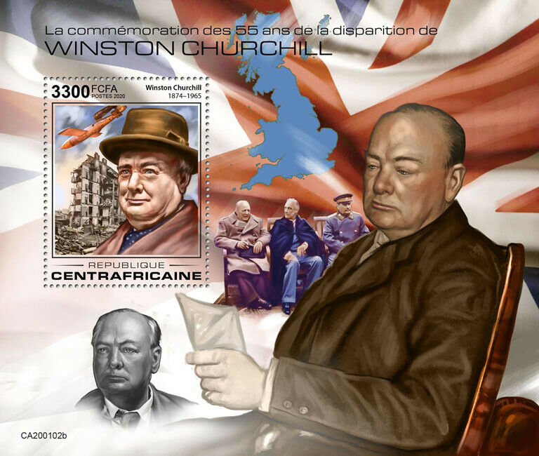 Central African Rep Winston Churchill Stamps 2020 MNH Famous People 1v S/S