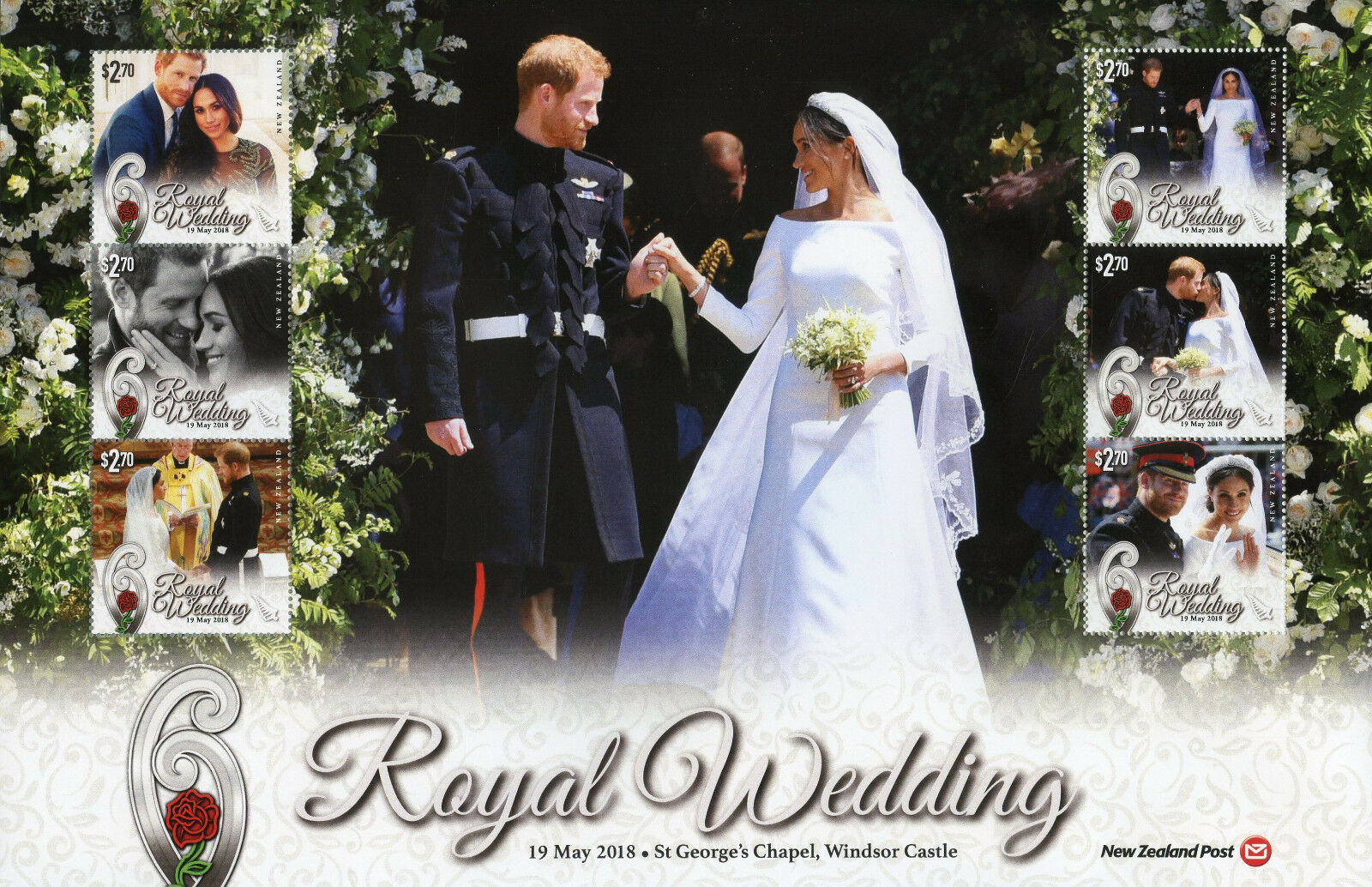 New Zealand NZ 2018 MNH Prince Harry Meghan Royal Wedding 6v M/S Royalty Stamps