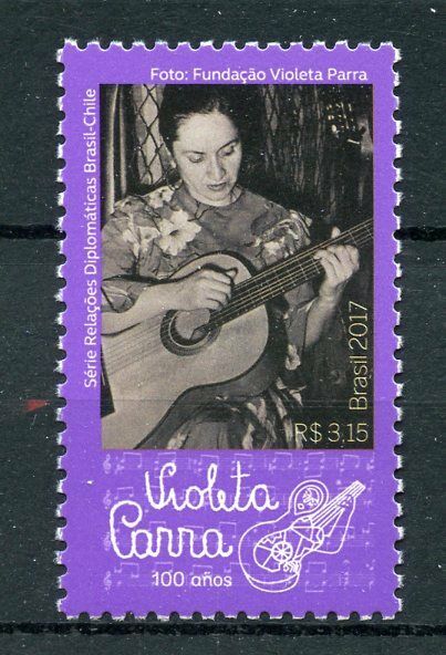 Brazil 2017 MNH Diplomatic Relations Chile Violeta Parra 1v Set Music Stamps