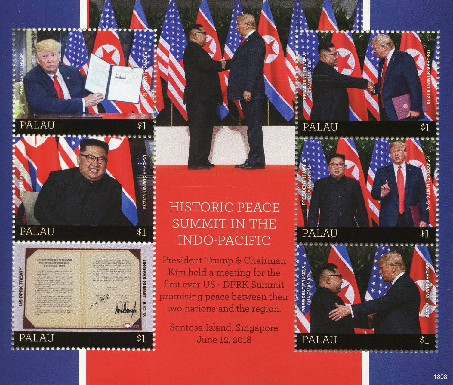 Palau 2018 MNH Donald Trump Stamps Peace Summit US Presidents Kim Jong-un 6v M/S