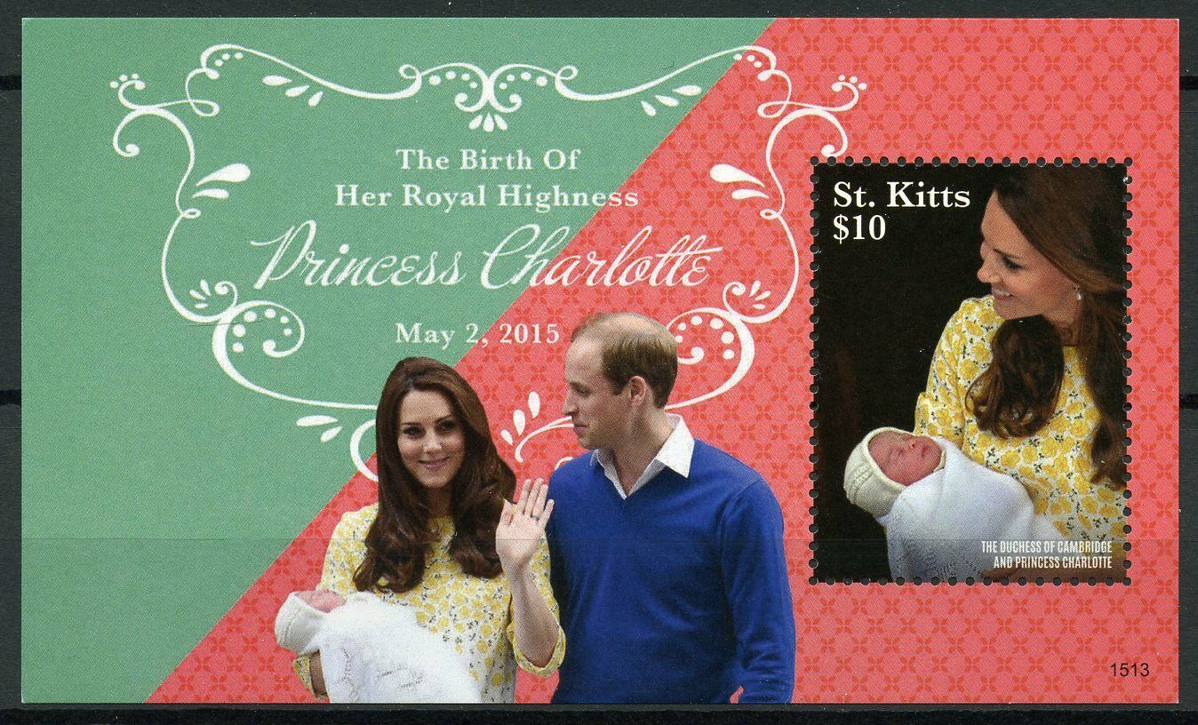 St Kitts 2015 MNH Princess Charlotte Royal Baby William & Kate 1v S/S Stamps