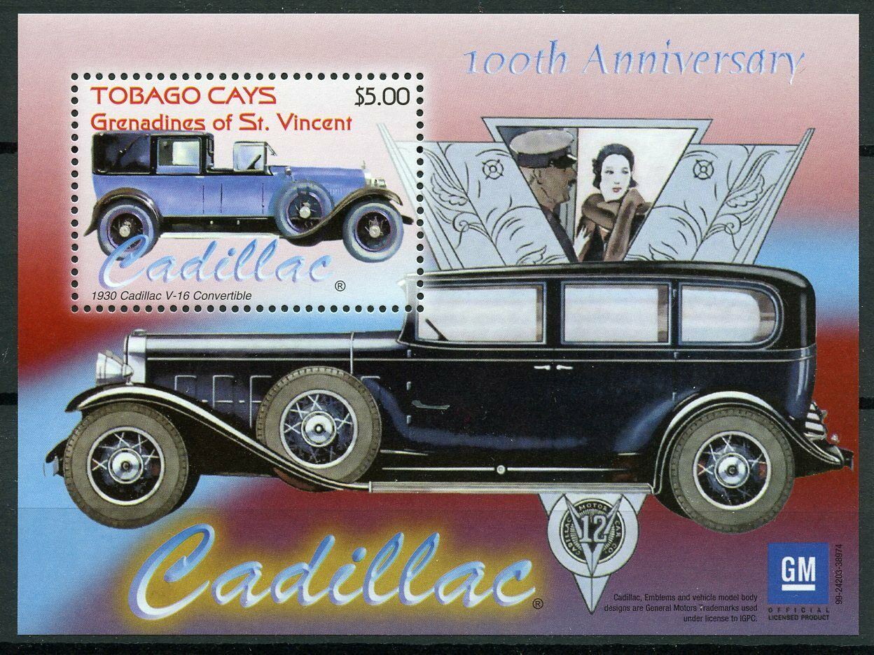 Tobago Cays Grenadines Vincent 2003 MNH Cadillac 100th Anniv 1v S/S Cars Stamps