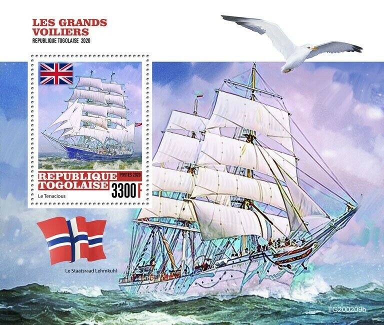 Togo Tall Ships Stamps 2020 MNH Tenacious Staatsraad Lehmkuhl Nautical 1v S/S