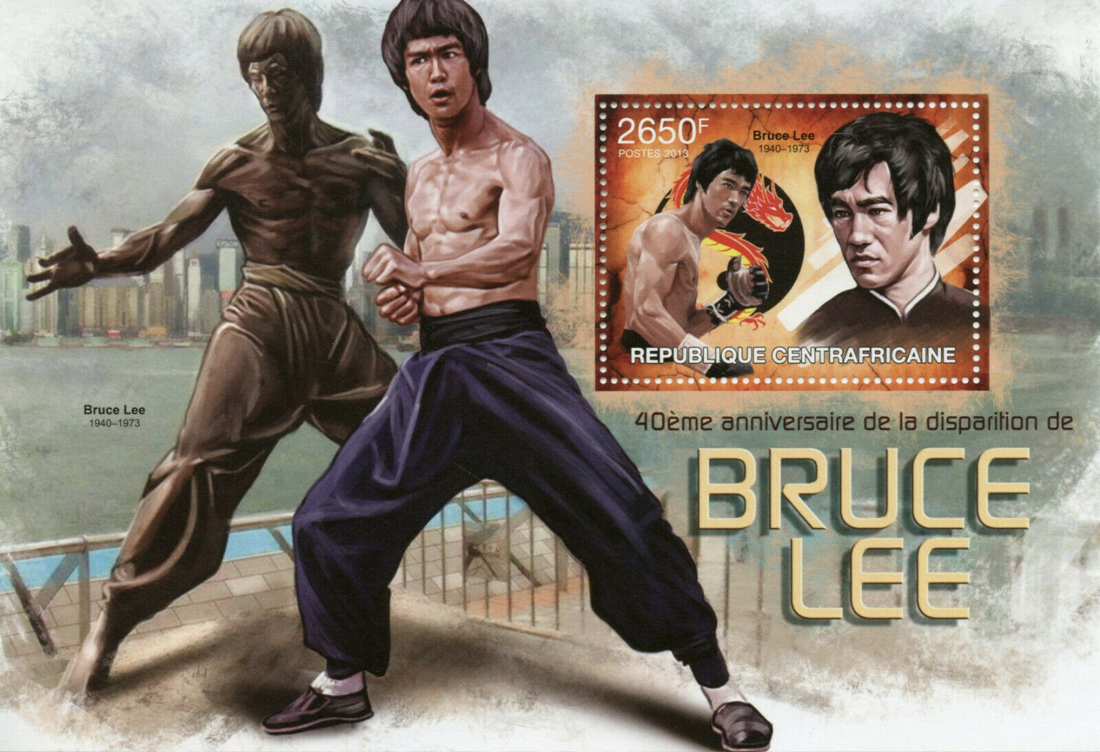 Central African Rep 2020 MNH Famous People Stamps Bruce Lee Martial Arts 1v S/S