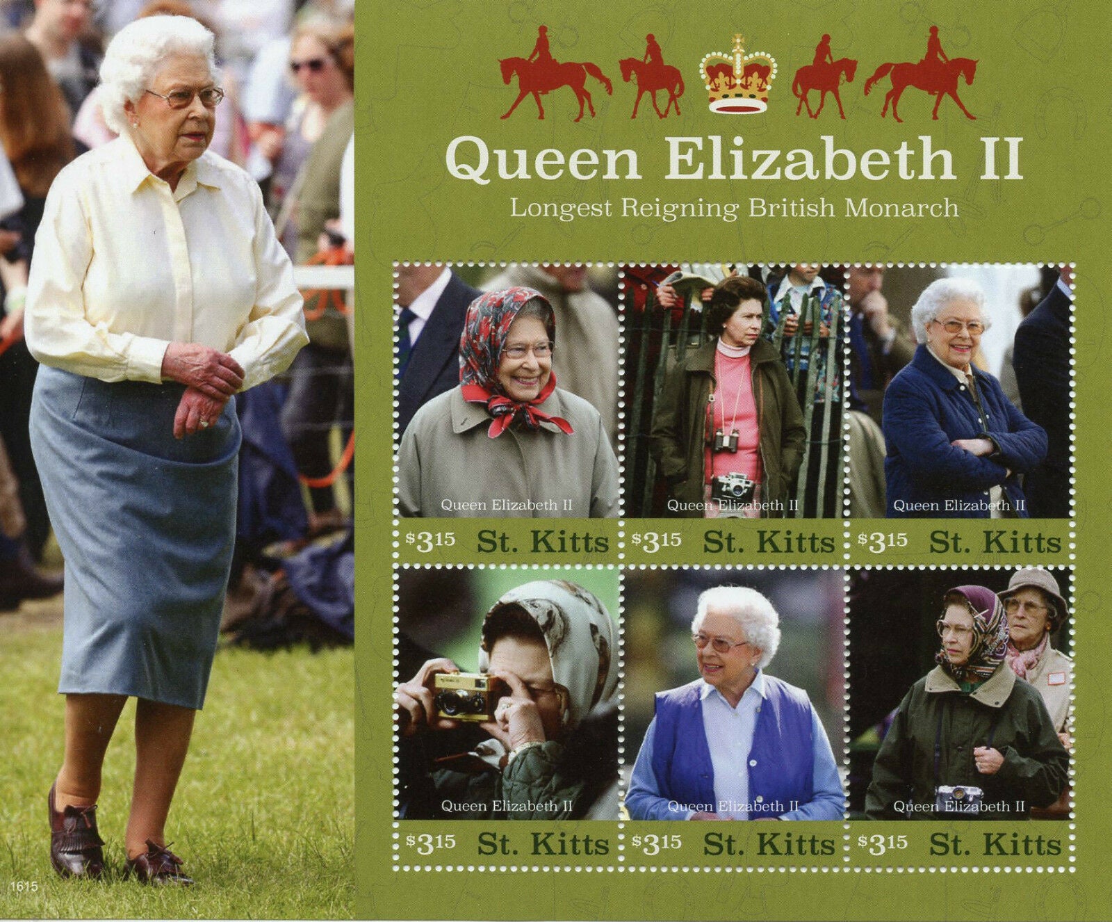 St Kitts 2016 MNH Queen Elizabeth II Longest Reign 6v M/S Royalty Stamps
