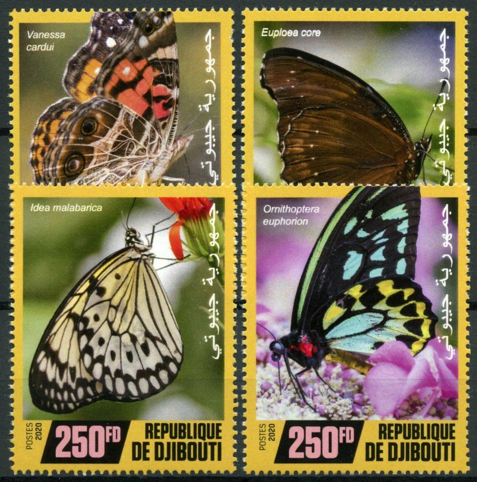 Djibouti 2020 MNH Butterflies Stamps Painted Lady Butterfly Insects Fauna 4v Set