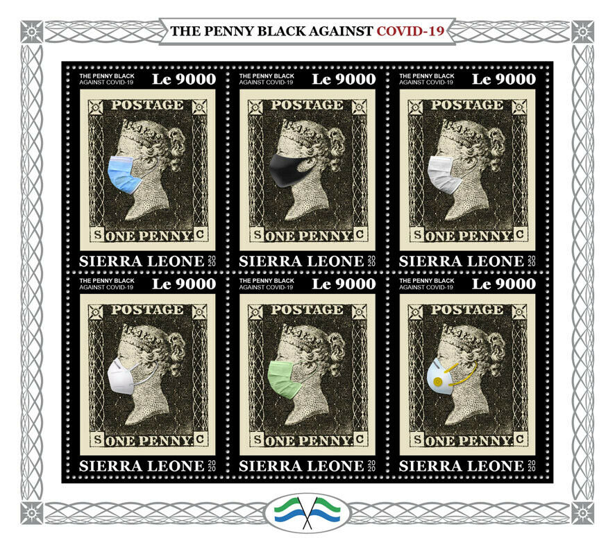 Sierra Leone 2020 MNH Medical Stamps Penny Black Stamps-on-Stamps Corona Covid Covid-19 6v M/S