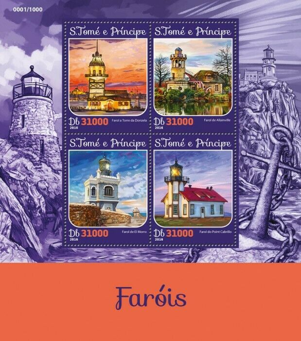 Sao Tome & Principe Lighthouses Stamps 2016 MNH El Morro Lighthouse 4v M/S