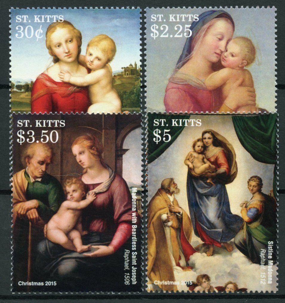 St Kitts Christmas Stamps 2015 MNH Raphael Paintings Madonna Child 4v Set