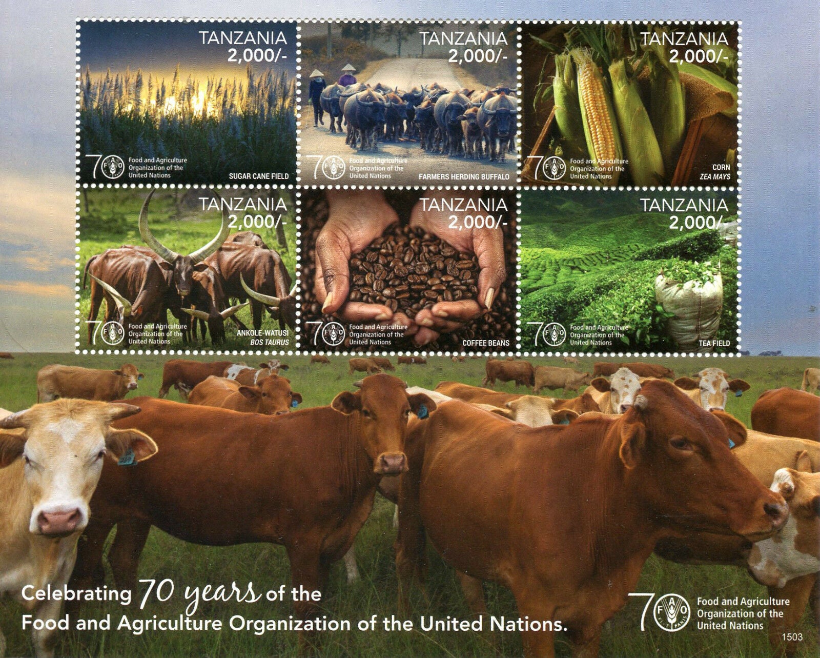 Tanzania Farm Animals Stamps 2015 MNH Food & Agriculture Org UN FAO 6v M/S