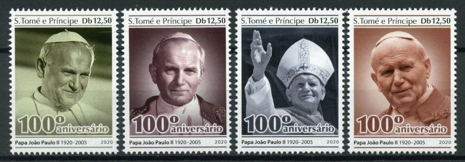 Sao Tome & Principe Pope John Paul II Stamps 2020 MNH Popes Famous People 4v Set