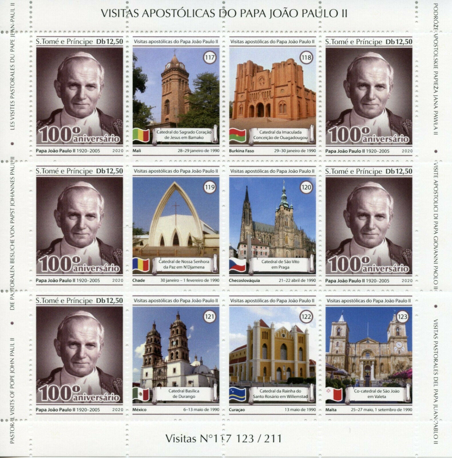 Sao Tome & Principe 2020 MNH Pope John Paul II Stamps Pastoral Visits 4x M/S
