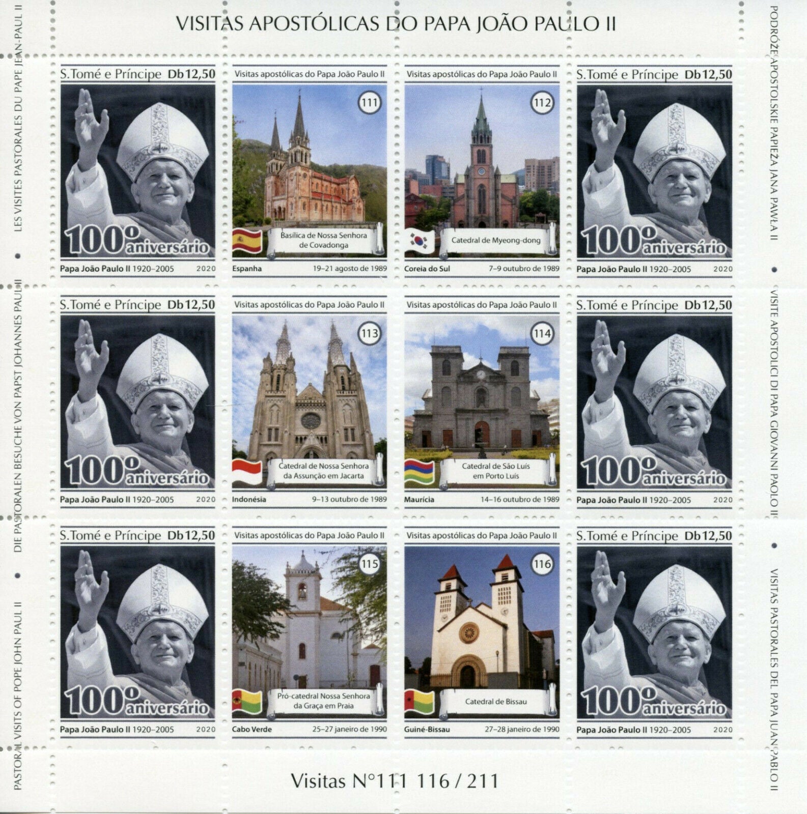 Sao Tome & Principe 2020 MNH Pope John Paul II Stamps Pastoral Visits 4x M/S