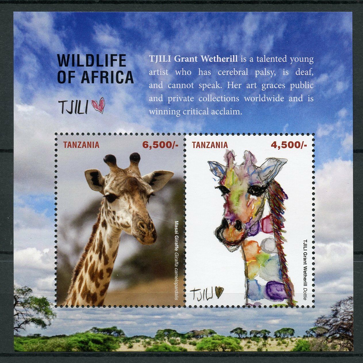 Tanzania 2017 MNH Wild Animals Stamps Wildlife of Africa Tjili Giraffes 2v S/S