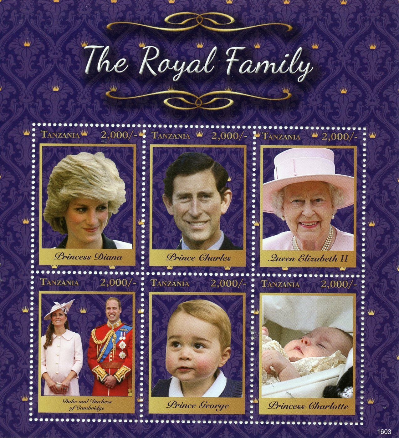 Tanzania 2016 MNH Royal Family Queen Elizabeth II Prince William 6v MS II Stamps