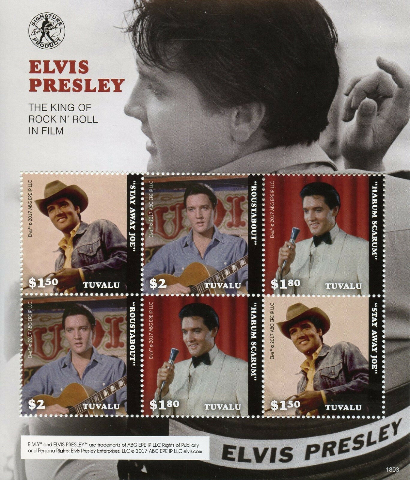 Tuvalu 2018 MNH Music Stamps Elvis Presley in Film Movies Celebrities 6v M/S