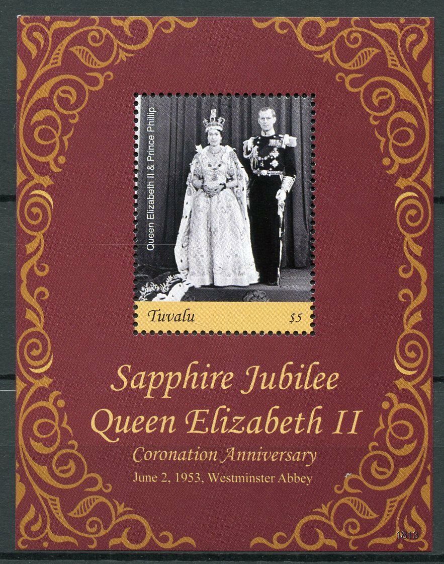 Tuvalu 2018 MNH Royalty Stamps Queen Elizabeth II Coronation Sapphire Jubilee 1v S/S