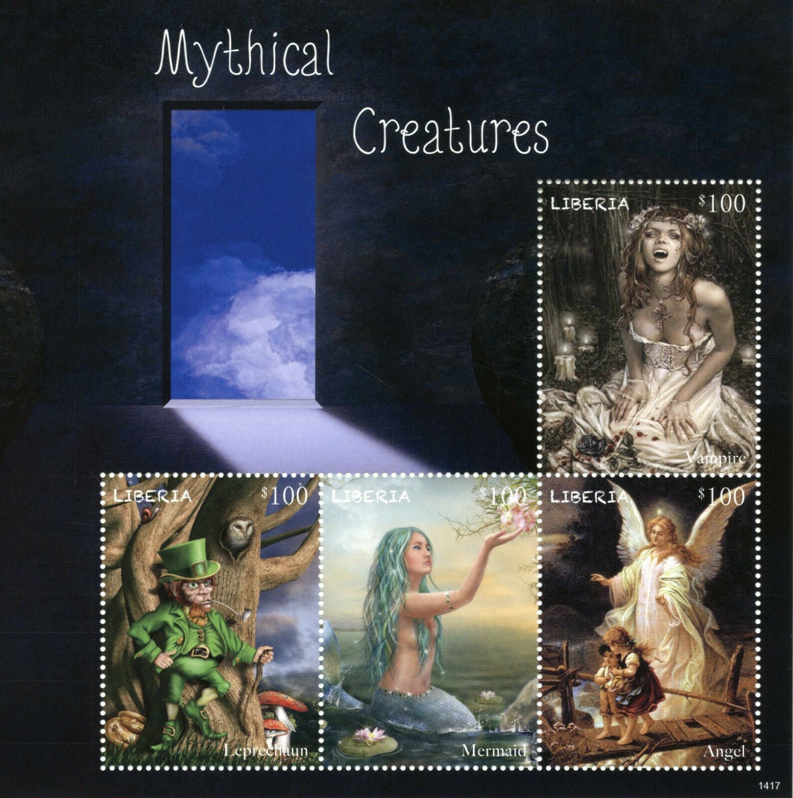 Liberia 2014 MNH Stamps Mythical Creatures Mermaids Leprechaun Vampires 4v M/S