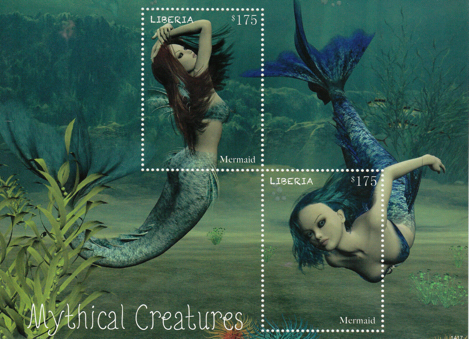 Liberia 2014 MNH Mythology Stamps Mythical Creatures Mermaids 2v S/S