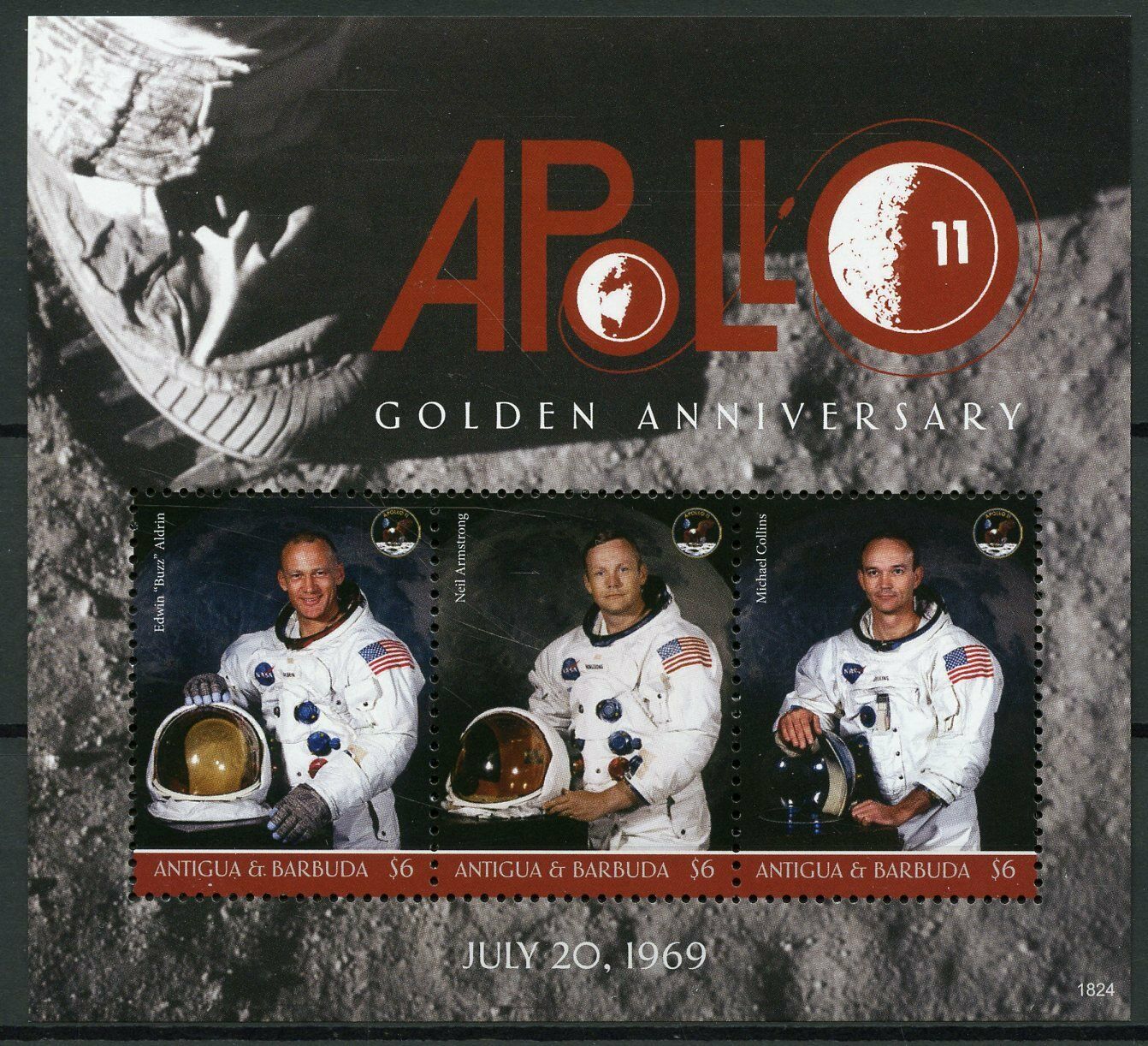 Antigua & Barbuda 2018 MNH Space Stamps Apollo 11 Moon Landing 3v M/S